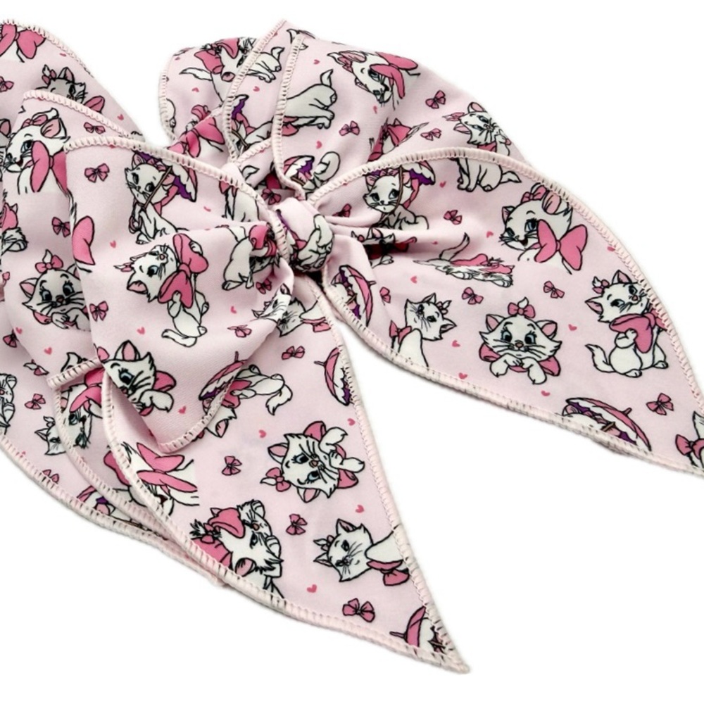 Pink Marie Cat Print Hair Bow for Kids